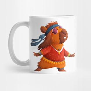 Cute capybara in hippie clothes Mug